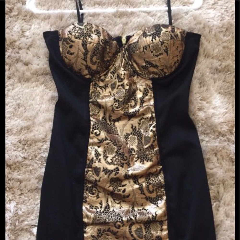 Bebe black and gold dress!